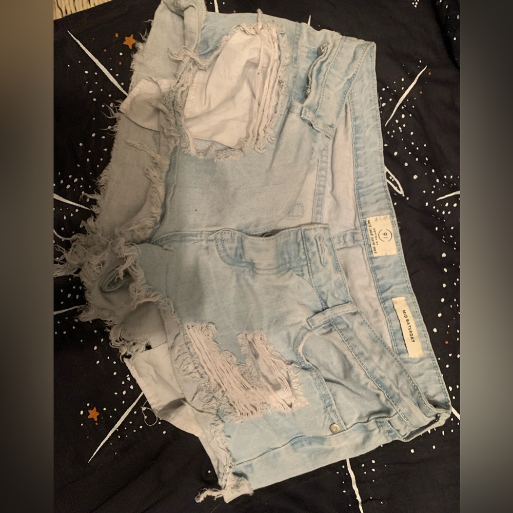 91 light wash jean short